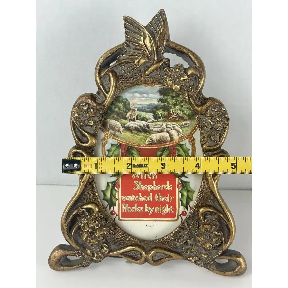 VTG Framed Victorian Postcard 1910 When Shepherds Watch Their Flocks by Night